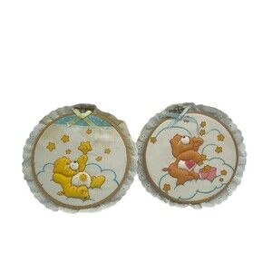 Vintage Cars Bear Nursery Wall Decor Handmade 80s Set Of 2 RARE